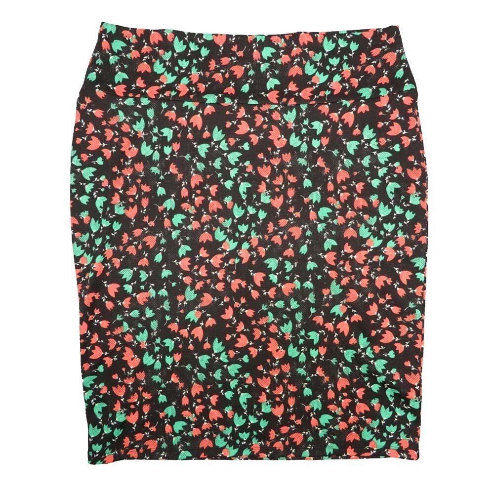 LuLaRoe Cassie g XX-Large 2XL Floral Black Light Green Orange Womens Knee Length Pencil Skirt fits sizes 22-24  2XL-72