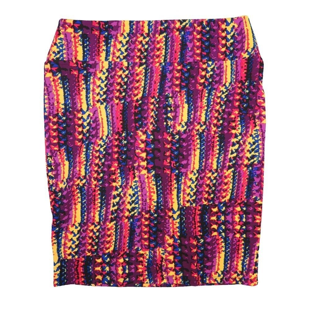 LuLaRoe Cassie g XX-Large 2XL Trippy Geometric Stripe Purple Yellow Blue Womens Knee Length Pencil Skirt fits sizes 22-24 2XL-63