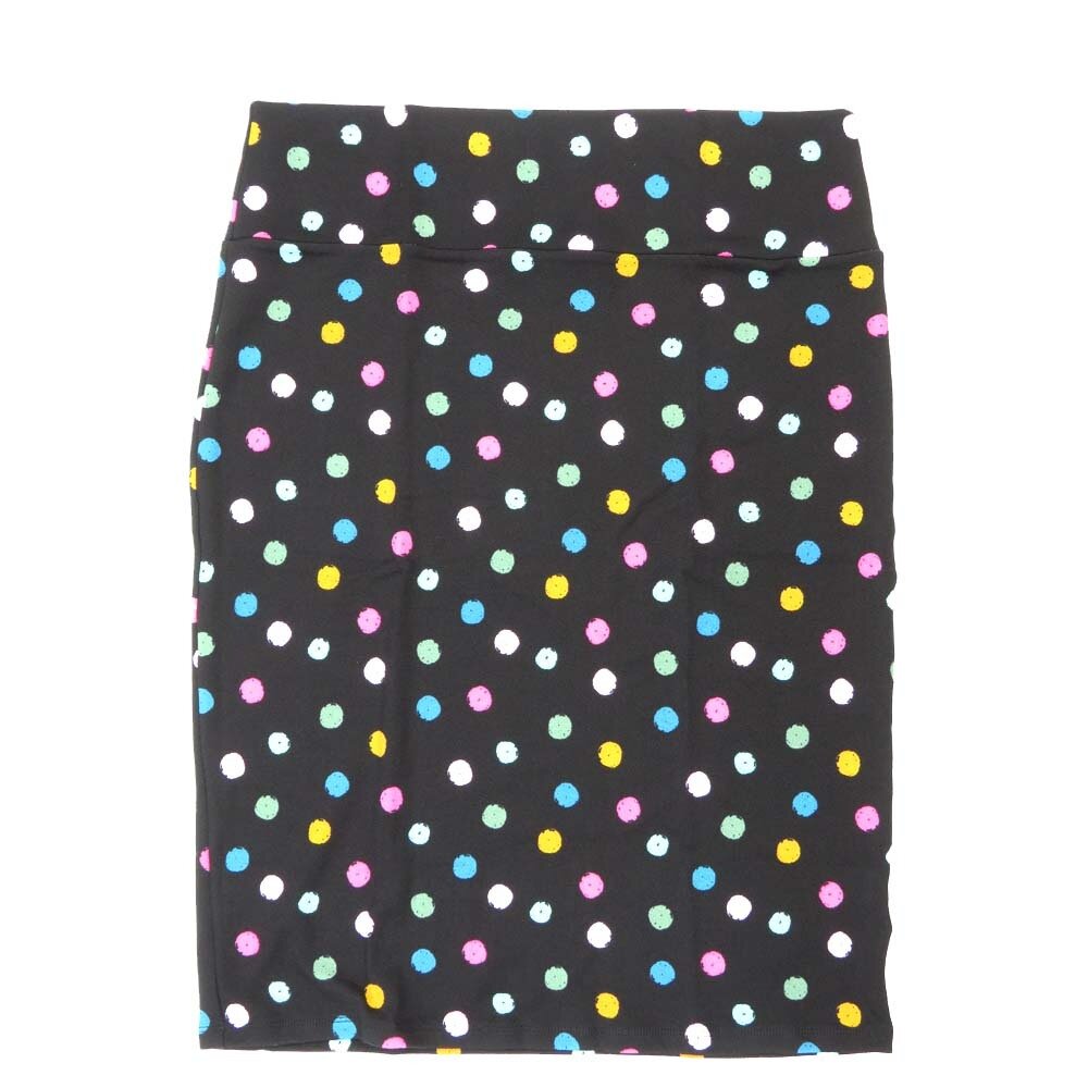 LuLaRoe Cassie e Large L Polka Dot Black Pink Orange Purple Blue Womens Knee Length Pencil Skirt fits sizes 14-16  LARGE-230