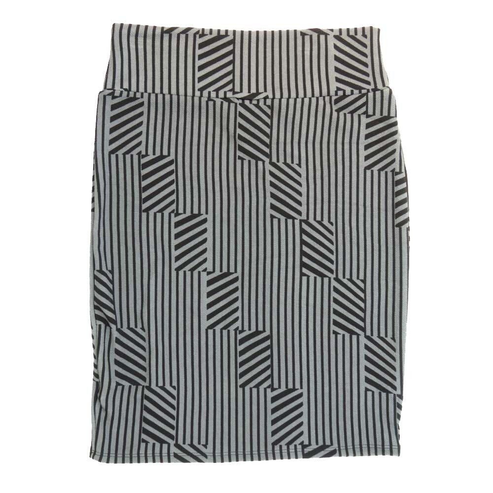 LuLaRoe Cassie e Large L Stripe Gray Black Womens Knee Length Pencil Skirt fits sizes 14-16  LARGE-218-B