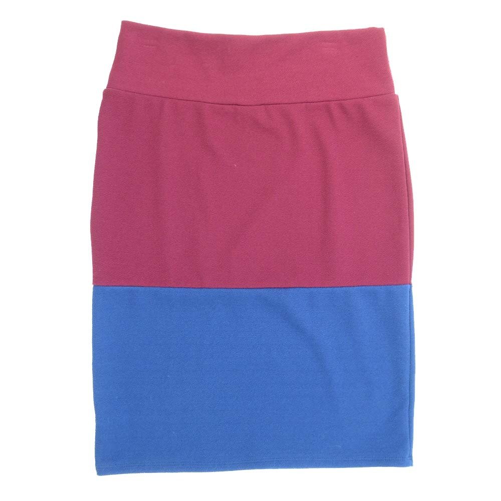 LuLaRoe Cassie e Large L Solid Two Tone Burgundy Blue Womens Knee Length Pencil Skirt fits sizes 14-16  LARGE-209