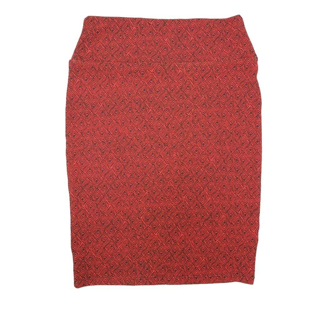LuLaRoe Cassie c Small S Red navy Geometric Womens Knee Length Pencil Skirt fits sizes 6-8  SMALL-81
