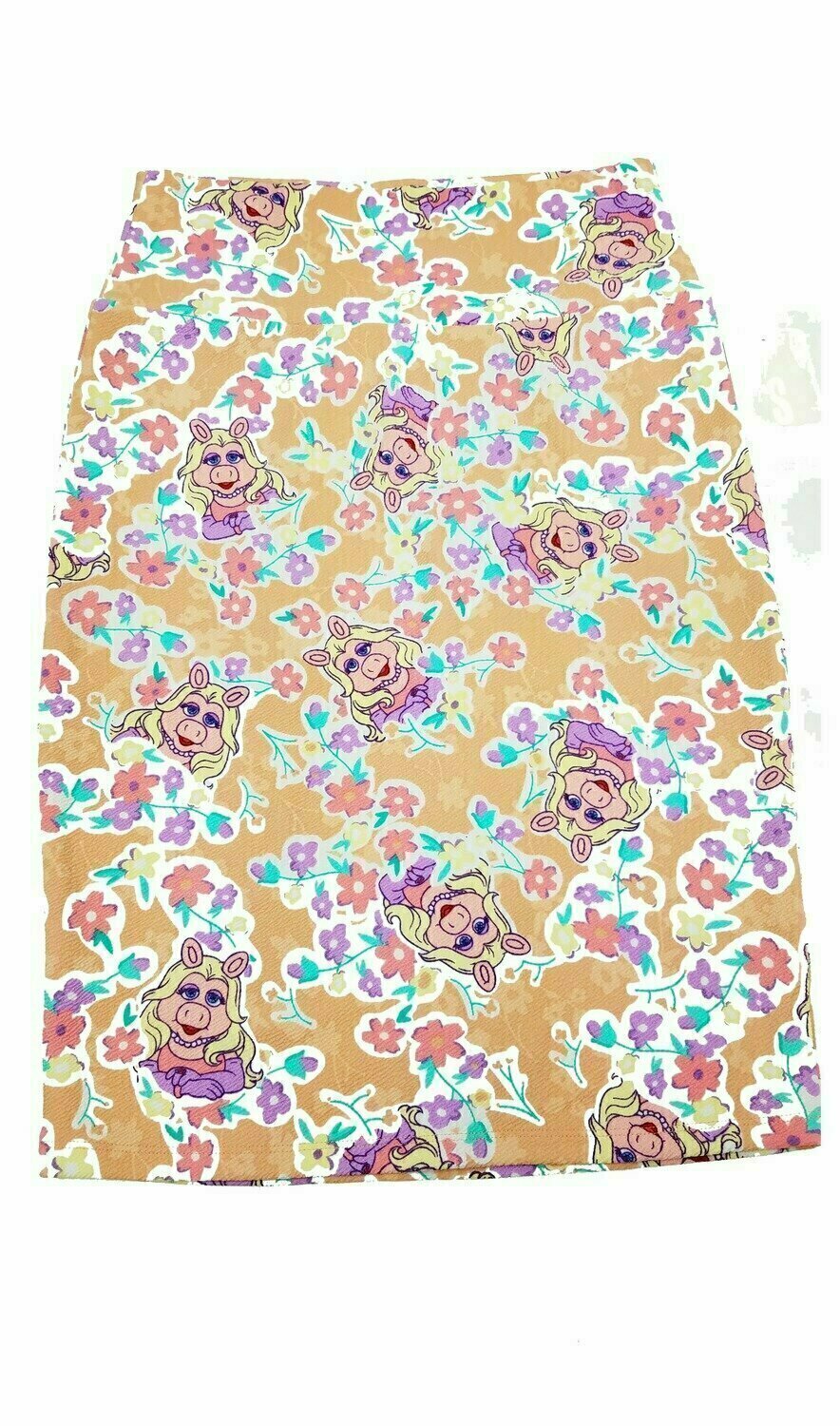 LuLaRoe Cassie c Small S Disney Ms Piggy Posing Green Pink Yellow White Womens Knee Length Pencil Skirt fits sizes 6-8 SMALL-54