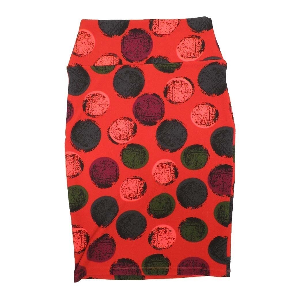 LuLaRoe Cassie b X-Small XS Polka Dot Red Blue Maroon Womens Knee Length Pencil Skirt fits sizes 2-4 XS-87