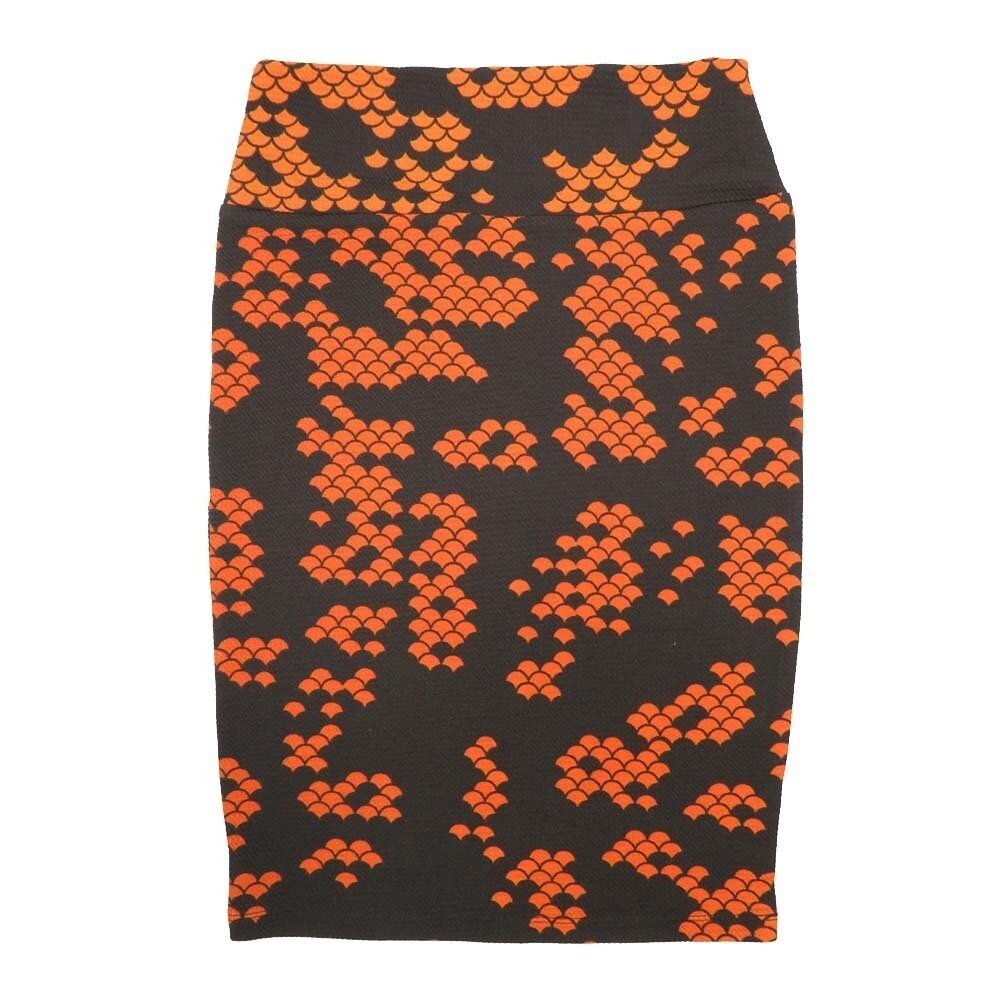 LuLaRoe Cassie b X-Small XS Geometric Polka Dot Black Orange Womens Knee Length Pencil Skirt fits sizes 2-4 XS-85