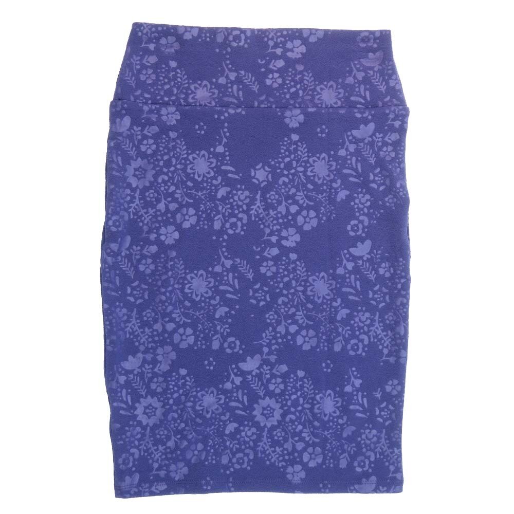 LuLaRoe Cassie b X-Small XS Floral Purple Blue Womens Knee Length Pencil Skirt fits sizes 2-4 XS-202