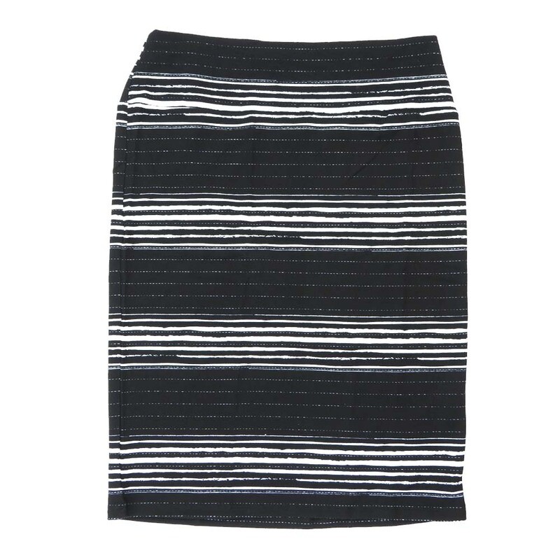 LuLaRoe Cassie h XXX-Large 3XL Stripe Polka Dot Black White Womens Knee Length Pencil Skirt fits sizes 24-26  3XL-240-B
