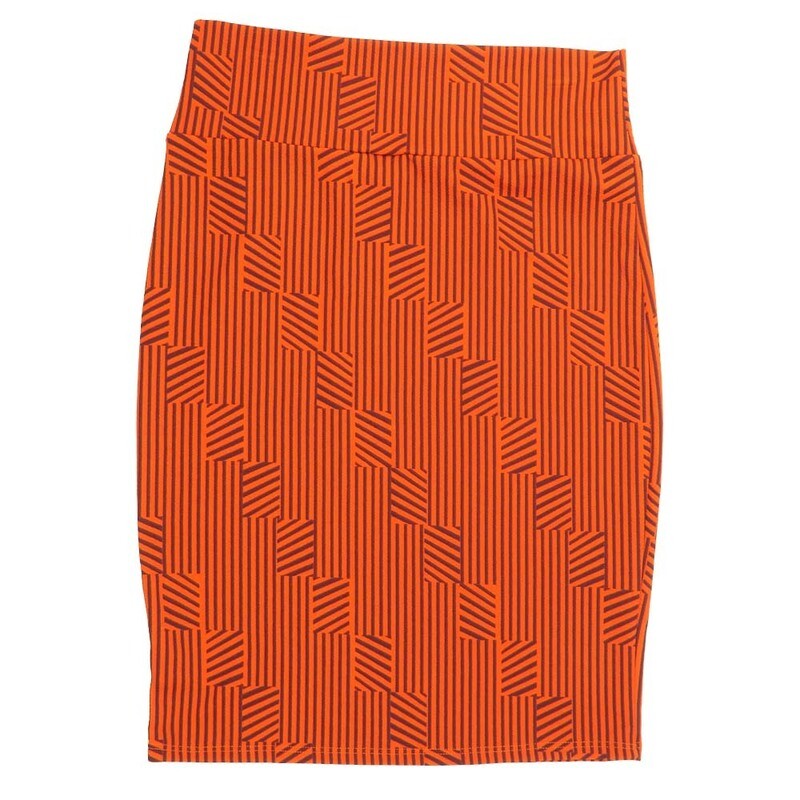 LuLaRoe Cassie e Large L Stripe Red Black Womens Knee Length Pencil Skirt fits sizes 14-16  LARGE-219