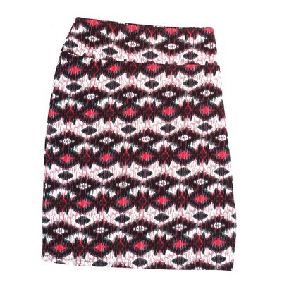 LuLaRoe Cassie h XXX-Large 3XL Diamond Geometric Black White Red Womens Knee Length Pencil Skirt fits sizes 24-26 3XL-221