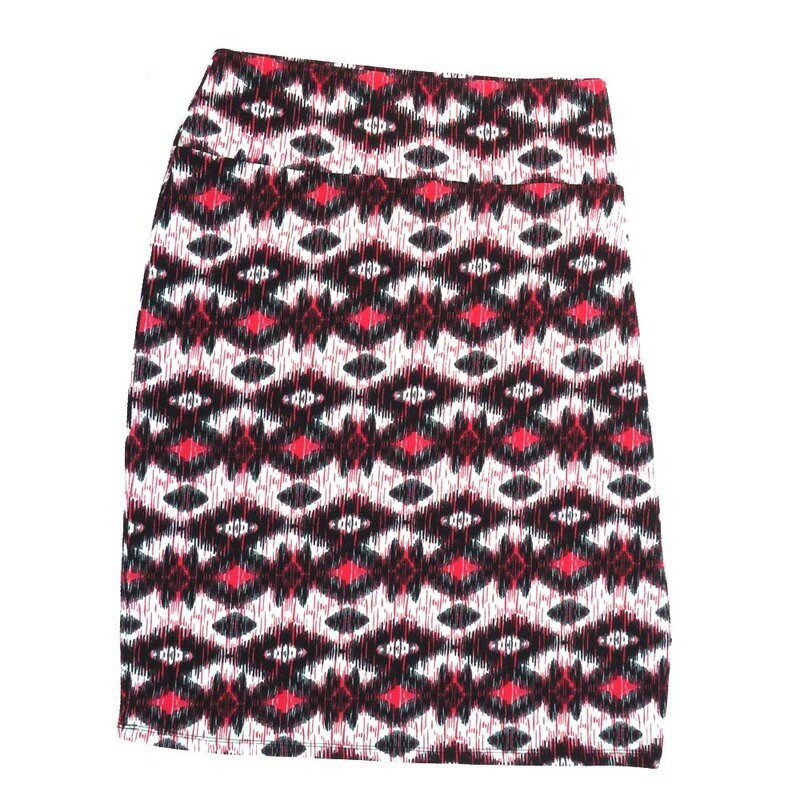 LuLaRoe Cassie h XXX-Large 3XL Diamond Geometric Black White Red Womens Knee Length Pencil Skirt fits sizes 24-26  3XL-221