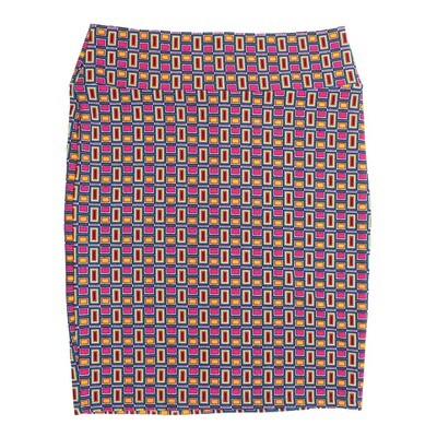 LuLaRoe Cassie h XXX-Large 3XL Geometric Multicolor Grid Womens Knee Length Pencil Skirt fits sizes 24-26 3XL-223