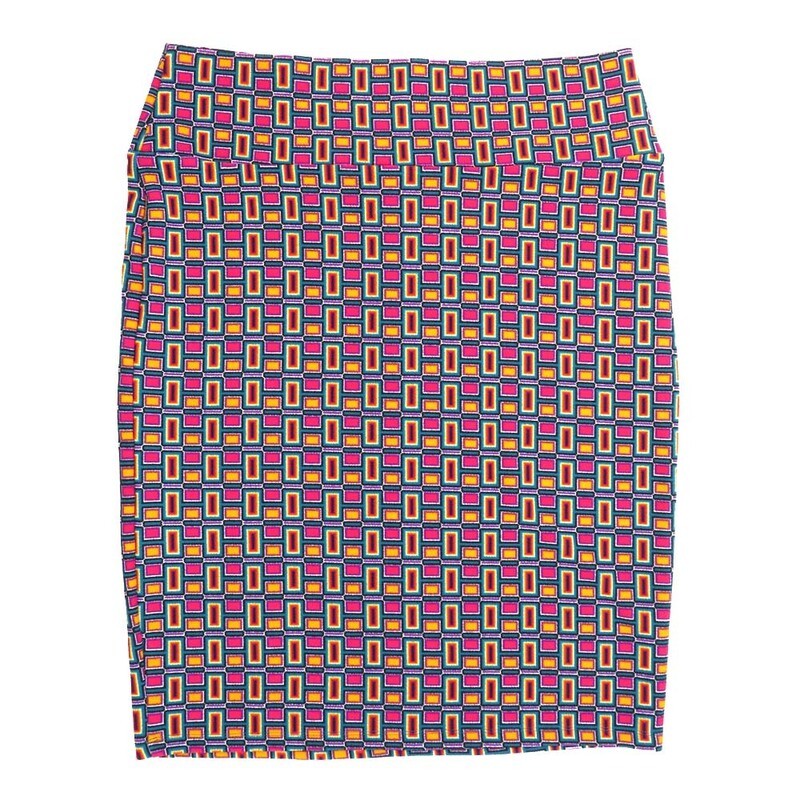 LuLaRoe Cassie h XXX-Large 3XL Geometric Multicolor Grid Womens Knee Length Pencil Skirt fits sizes 24-26  3XL-223