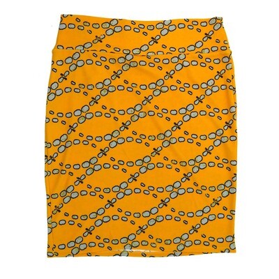 LuLaRoe Cassie h XXX-Large 3XL Geometric Waves Yellow Black Gray Womens Knee Length Pencil Skirt fits sizes 24-26 3XL-231