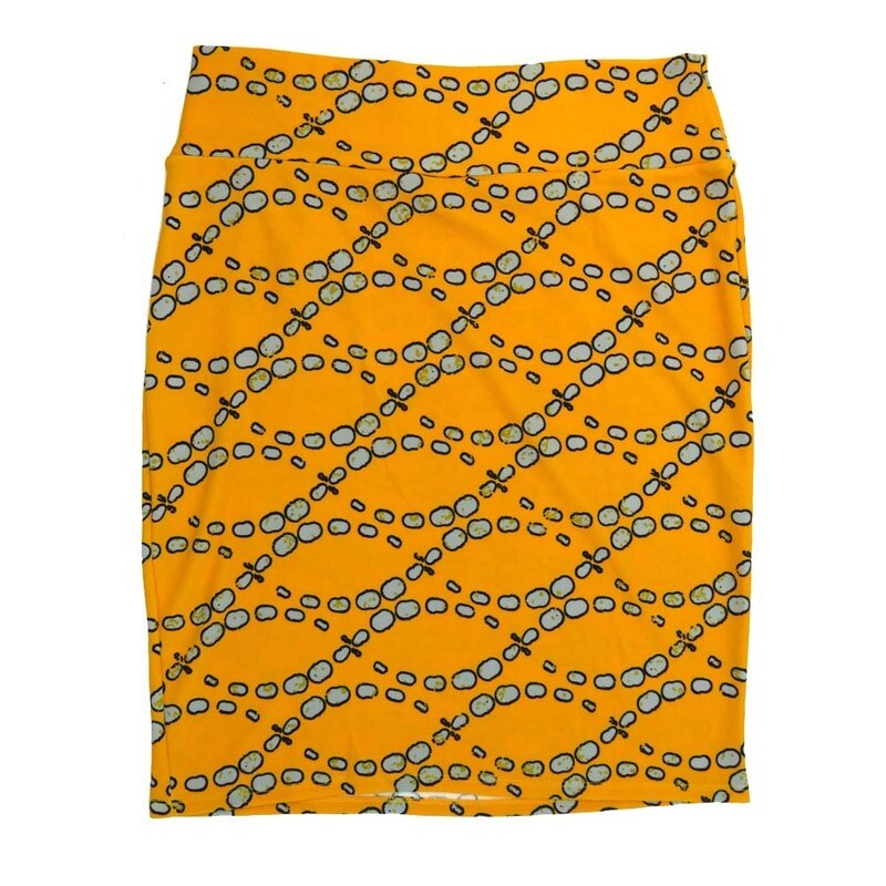 LuLaRoe Cassie h XXX-Large 3XL Geometric Waves Yellow Black Gray Womens Knee Length Pencil Skirt fits sizes 24-26  3XL-231