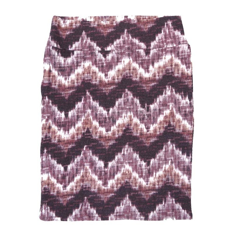LuLaRoe Cassie h XXX-Large 3XL Abstract Geometric Zig Zag Stripe Dark Light Maroon White Womens Knee Length Pencil Skirt fits sizes 24-26  3XL-241