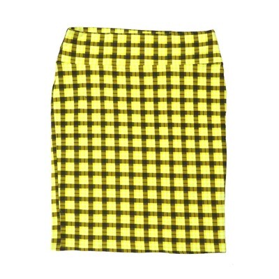 LuLaRoe Cassie h XXX-Large 3XL Plaid Stripe Green and Yellow Womens Knee Length Pencil Skirt fits sizes 24-26 3XL-245-F