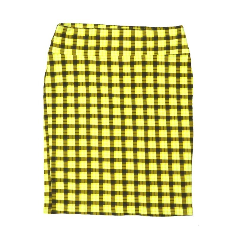 LuLaRoe Cassie h XXX-Large 3XL Plaid Stripe Green and Yellow Womens Knee Length Pencil Skirt fits sizes 24-26  3XL-245-F