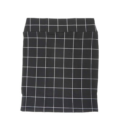 LuLaRoe Cassie h XXX-Large 3XL Stripe Grid Thin Square Black White Matrix Womens Knee Length Pencil Skirt fits sizes 24-26 3XL-249-C