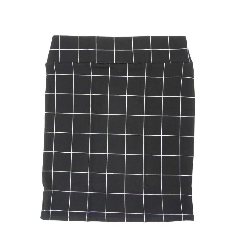LuLaRoe Cassie h XXX-Large 3XL Stripe Grid Thin Square Black White Matrix Womens Knee Length Pencil Skirt fits sizes 24-26  3XL-249-C