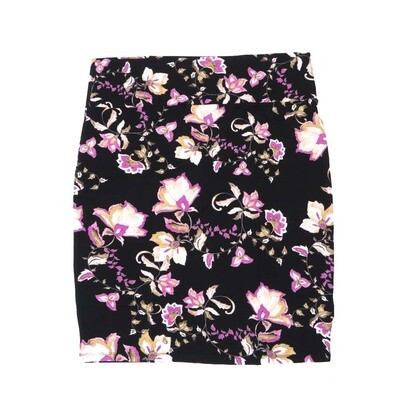 LuLaRoe Cassie h XXX-Large 3XL Floral Painted Flowers Black Peach Fucshia White Womens Knee Length Pencil Skirt fits sizes 24-26 3XL-252-C