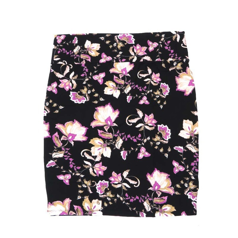LuLaRoe Cassie h XXX-Large 3XL Floral Painted Flowers Black Peach Fucshia White Womens Knee Length Pencil Skirt fits sizes 24-26  3XL-252-C