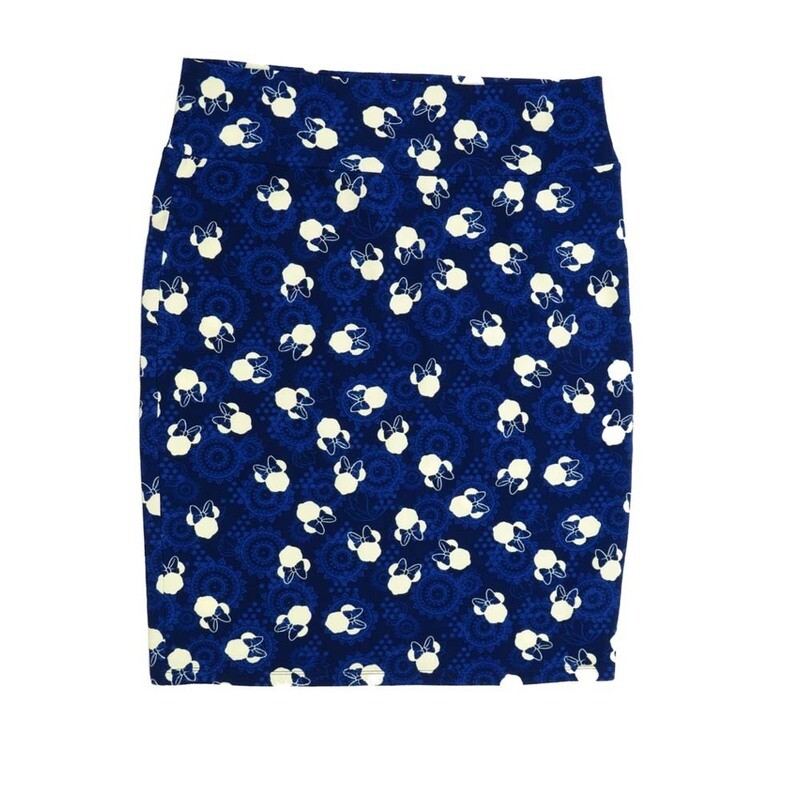 LuLaRoe Cassie h XXX-Large 3XL Disney Minnie Mouse Mandalas Blue White Womens Knee Length Pencil Skirt fits sizes 24-26   3XL-207