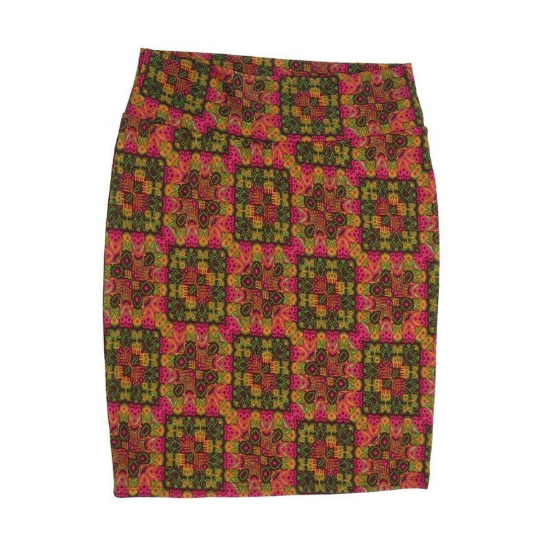 LuLaRoe Cassie h XXX-Large 3XL Trippy 70s Patchwork Womens Knee Length Pencil Skirt fits sizes 24-26  3XL-205