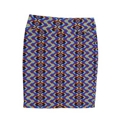 LuLaRoe Cassie h XXX-Large 3XL Geometric Trippy 70s Stripe Black Blue Purple Green Womens Knee Length Pencil Skirt fits sizes 24-26 3XL-202