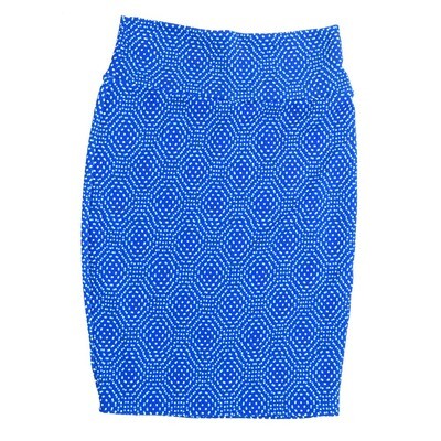 LuLaRoe Cassie c Small S Trippy Geometric Polka Dot Blue White Womens Knee Length Pencil Skirt fits sizes 6-8 SMALL-202