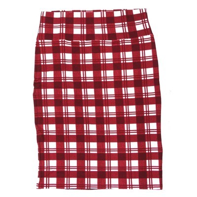 LuLaRoe Cassie c Small S Plaid Stripe Red White Womens Knee Length Pencil Skirt fits sizes 6-8 SMALL-220-B