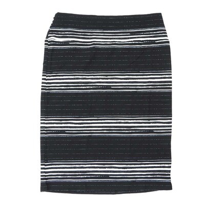 LuLaRoe Cassie d Medium M Stripe Polka Dot Black White Womens Knee Length Pencil Skirt fits sizes 10-12 MEDIUM-227-G