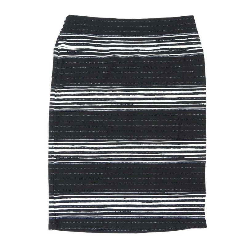 LuLaRoe Cassie d Medium M Stripe Polka Dot Black White Womens Knee Length Pencil Skirt fits sizes 10-12  MEDIUM-227-G