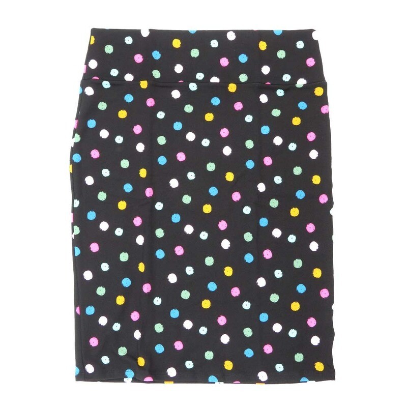 LuLaRoe Cassie d Medium M Polka Dot Black Pink Orange Purple Blue Womens Knee Length Pencil Skirt fits sizes 10-12  MEDIUM-233-G