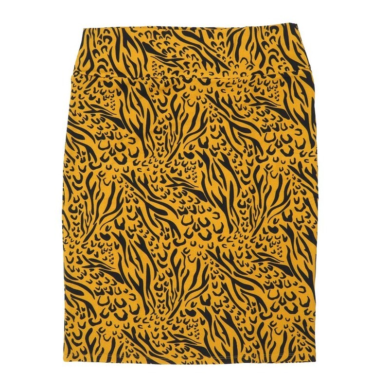 LuLaRoe Cassie e Large L Zebra Animal Print Black Orangy Tan Womens Knee Length Pencil Skirt fits sizes 14-16  LARGE-224-D