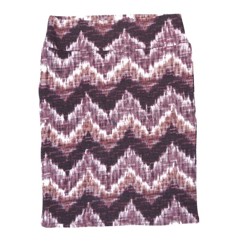 LuLaRoe Cassie e Large L Abstract Geometric Zig Zag Stripe Dark Light Maroon White Womens Knee Length Pencil Skirt fits sizes 14-16  LARGE-226-D