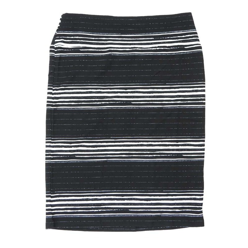 LuLaRoe Cassie g XX-Large 2XL Horizontal Polka Dot Stripe Black White Womens Knee Length Pencil Skirt fits sizes 22-24  2XL-231-G