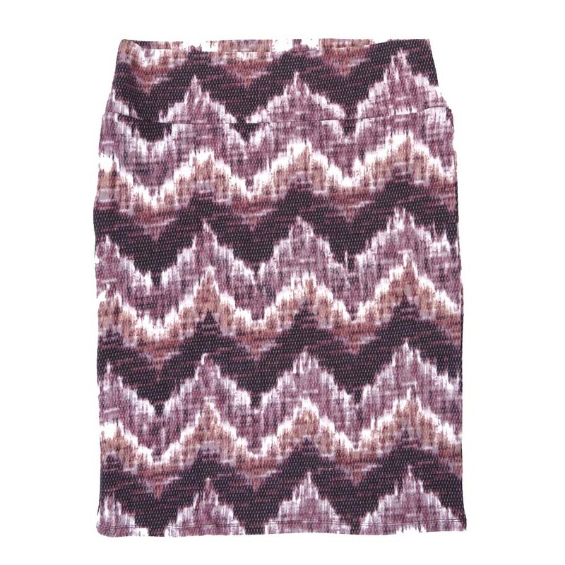 LuLaRoe Cassie f X-Large XL Abstract Zig Zag Stripe Dark Light Maroon White Womens Knee Length Pencil Skirt fits sizes 18-20  XL-272-E