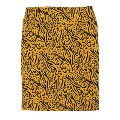 LuLaRoe Cassie f X-Large XL Zebra Animal Print Black Orangey Tan Womens Knee Length Pencil Skirt fits sizes 18-20 XL-266-D