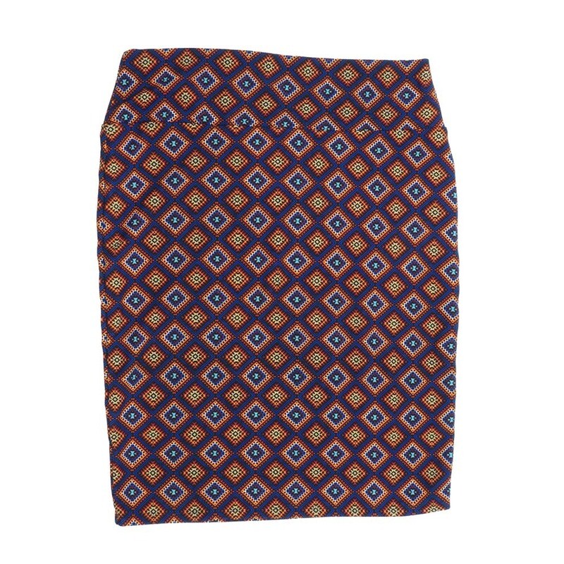 LuLaRoe Cassie f X-Large XL Checkboard Polka Navy Yellow Red Purple Womens Knee Length Pencil Skirt fits sizes 18-20  XL-229