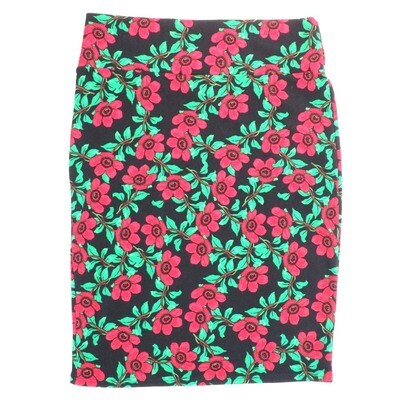 LuLaRoe Cassie f X-Large XL Floral Black Red Cream Womens Knee Length Pencil Skirt fits sizes 18-20 XL-255