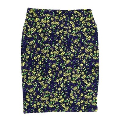 LuLaRoe Cassie f X-Large XL Floral Geometric Purple Yellow Womens Knee Length Pencil Skirt fits sizes 18-20 XL-210
