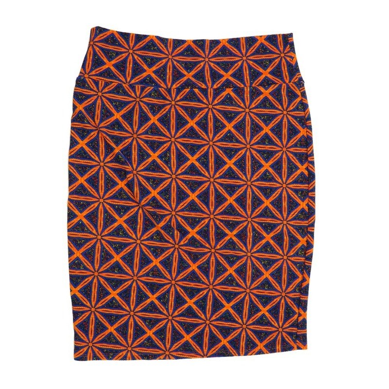 LuLaRoe Cassie f X-Large XL Geometric Checker Pink Blue Womens Knee Length Pencil Skirt fits sizes 18-20  XL-213