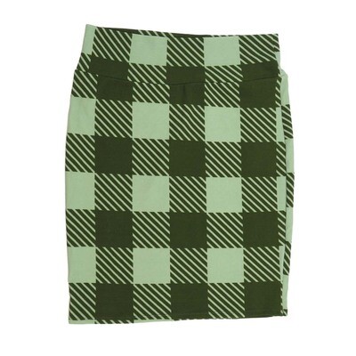 LuLaRoe Cassie f X-Large XL Plaid Stripe Green Womens Knee Length Pencil Skirt fits sizes 18-20 XL-235