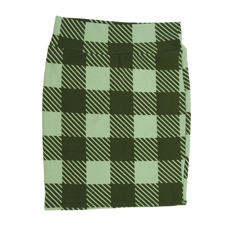 LuLaRoe Cassie f X-Large XL Plaid Stripe Green Womens Knee Length Pencil Skirt fits sizes 18-20  XL-235
