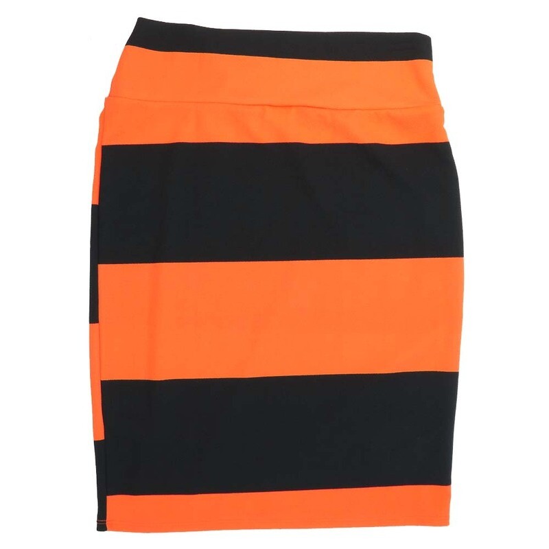 LuLaRoe Cassie f X-Large XL Solid Two Tone Black Orange Womens Knee Length Pencil Skirt fits sizes 18-20  XL-252