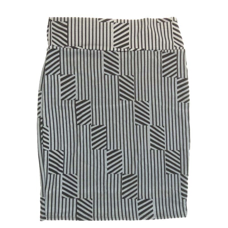LuLaRoe Cassie f X-Large XL Stripe Gray Black Womens Knee Length Pencil Skirt fits sizes 18-20  XL-263