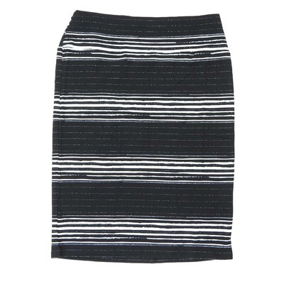 LuLaRoe Cassie f X-Large XL Stripe Polka Dot Black White Womens Knee Length Pencil Skirt fits sizes 18-20 XL-271-E