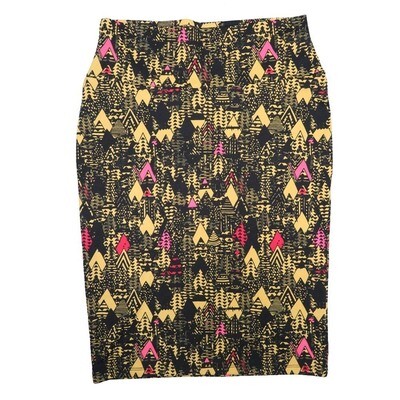 LuLaRoe Cassie c Small S Black Yellow Pink Arrows Womens Knee Length Pencil Skirt fits sizes 6-8 SMALL-92