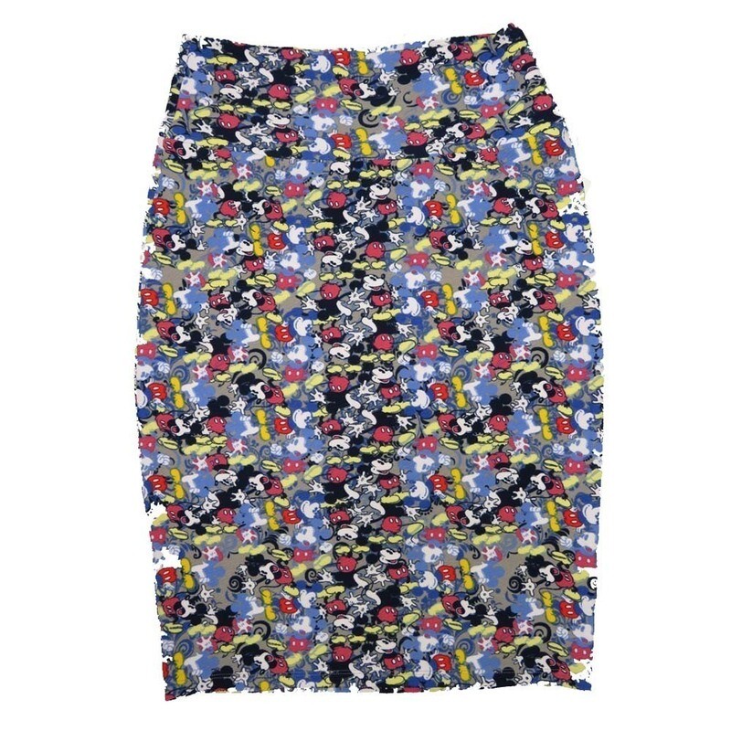 LuLaRoe Cassie c Small S Disney Mockey Blue Black Womens Knee Length Pencil Skirt fits sizes 6-8  SMALL-60