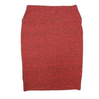 LuLaRoe Cassie c Small S Red navy Geometric Womens Knee Length Pencil Skirt fits sizes 6-8 SMALL-81